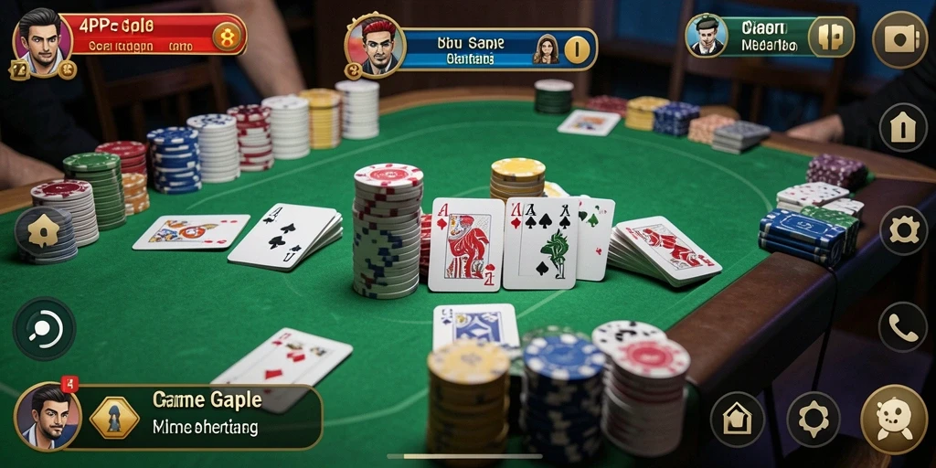 Screenshot gameplay 4P4P yang menampilkan suasana seru permainan Gaple.