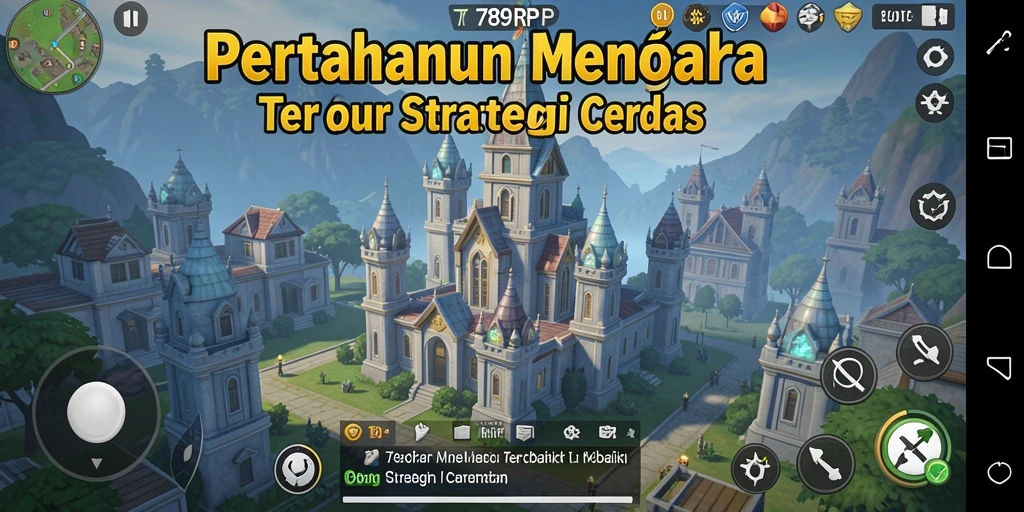Tampilan gameplay 789RP yang menegangkan dengan berbagai menara dan musuh.