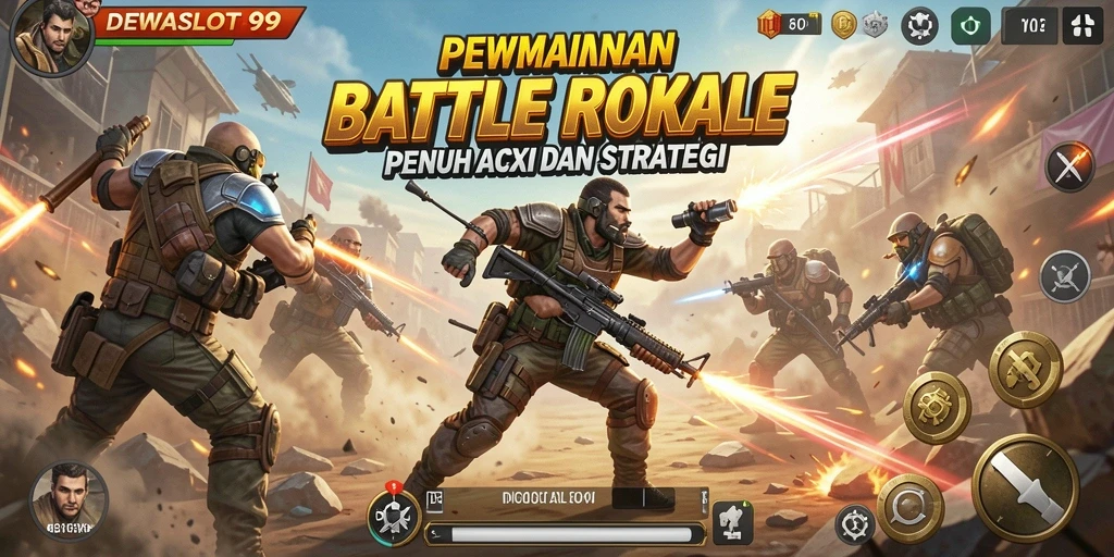 Tampilan gameplay seru DEWASLOT99 dalam pertempuran Battle Royale.