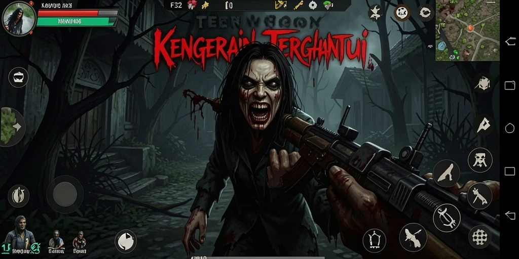 Screenshot menegangkan dari gameplay <strong>F32</strong> yang menggambarkan suasana horror.