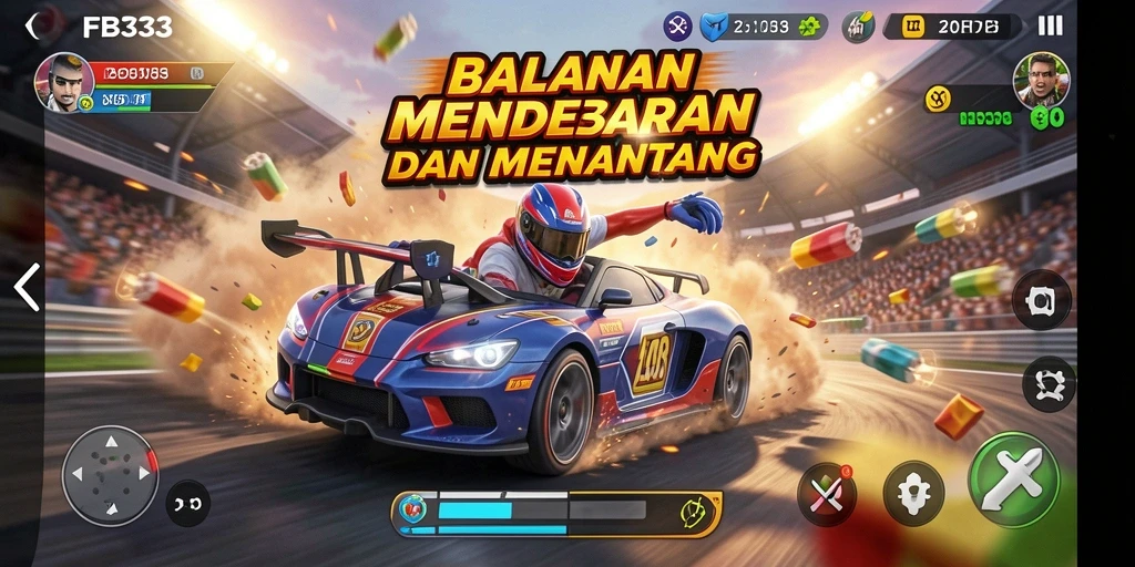 Tampilan gameplay FB333 yang mendebarkan dengan aksi balapan cepat.