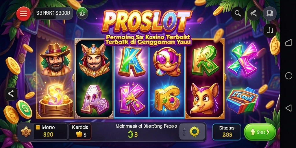 Screenshot gameplay Kasino PROSLOT yang menampilkan keseruan permainan slot.